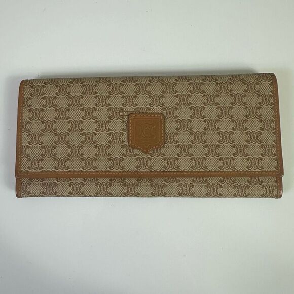 Celine Macadam Vintage Bifold Wallet Brown Tan - Picture 1 of 15